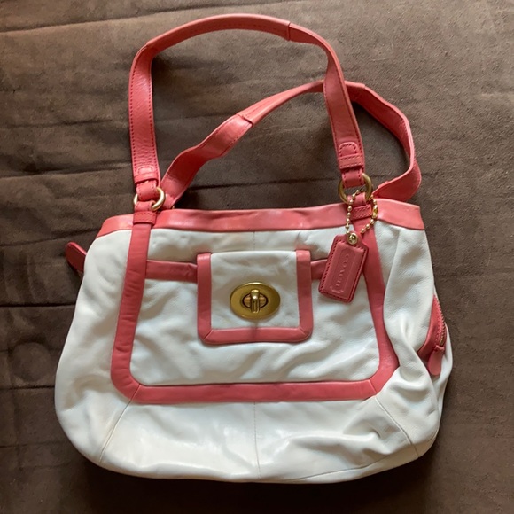 Pink and white Coach purse with duster bag! - Picture 2 of 4